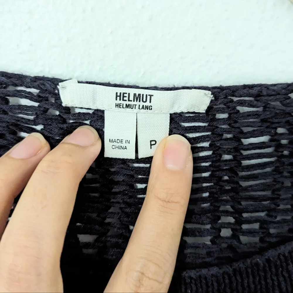 Helmut Helmut Lang Muted Web Pullover Sweater Open Knit Wool Blend Blue Small S